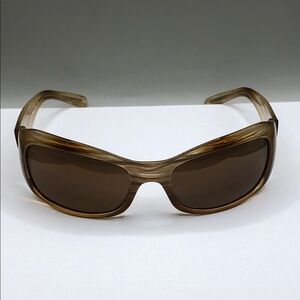 Maui Jim MJ134 22 Italy Hibiscus Brown Wood Grain Frame Pattern Good Condition.